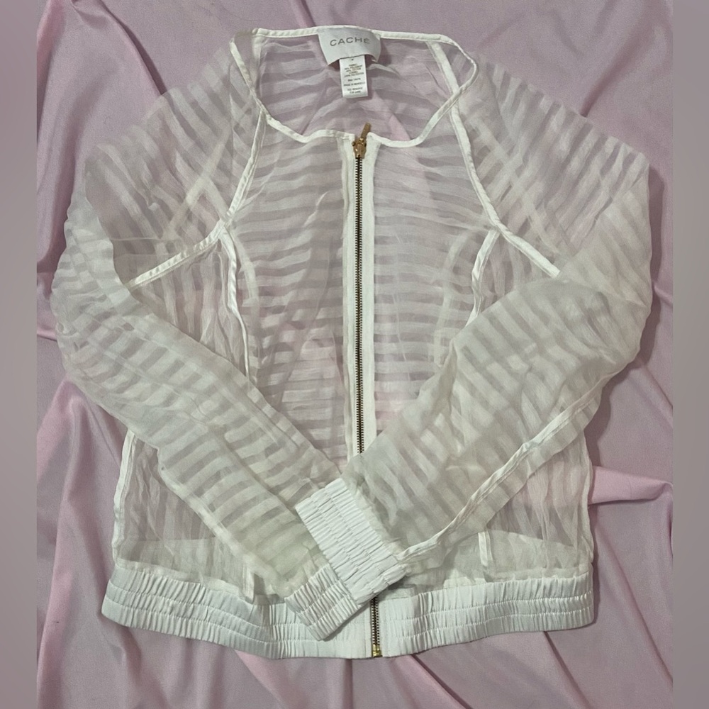 white zip up jacket